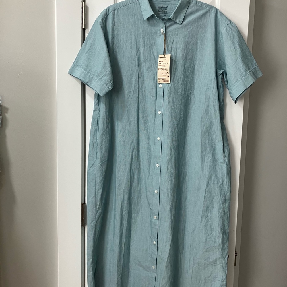 MUJI Aqua Blue Shirt Dress